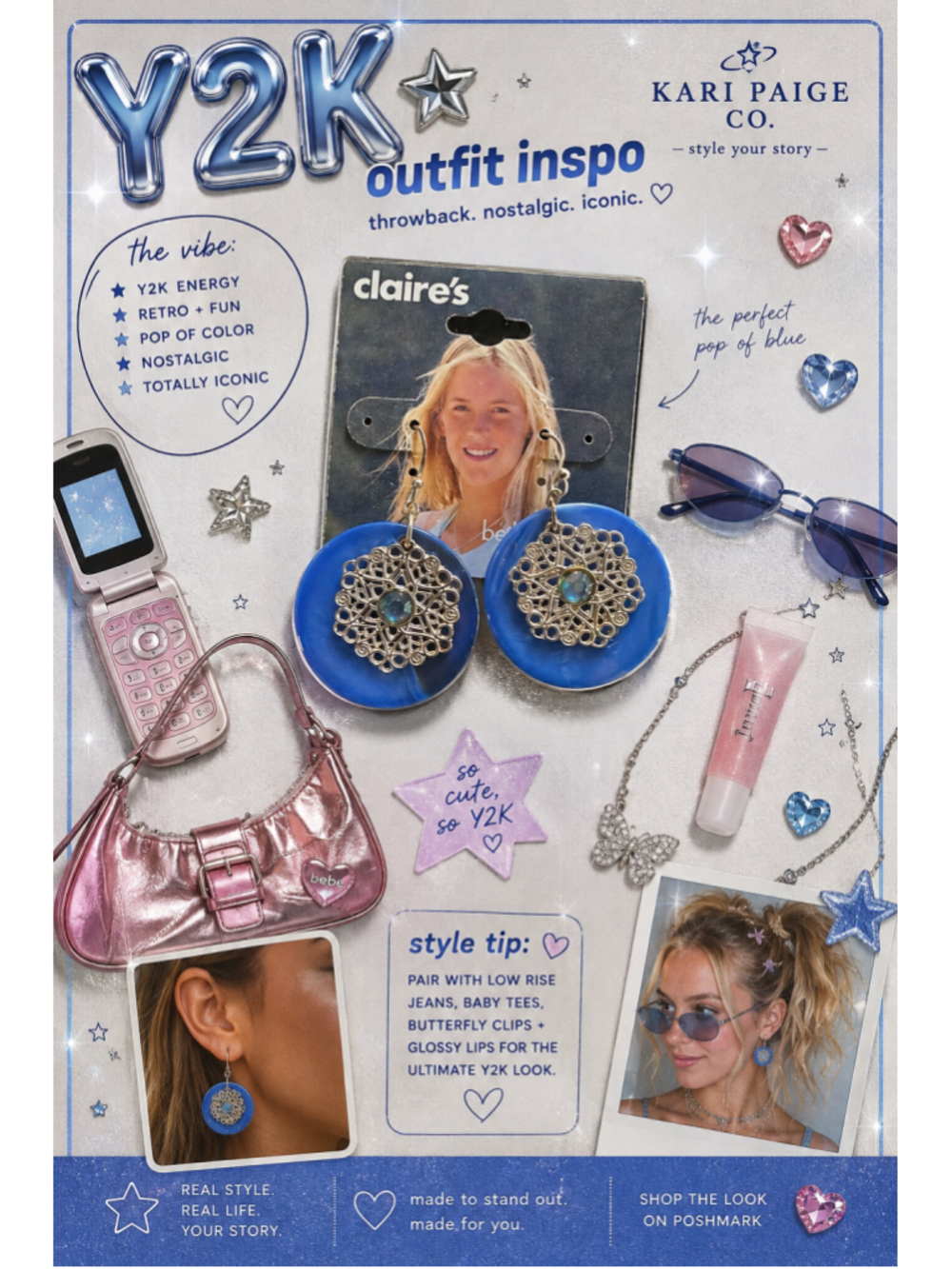 Claire's Blue Earrings- Y2K vintage summer